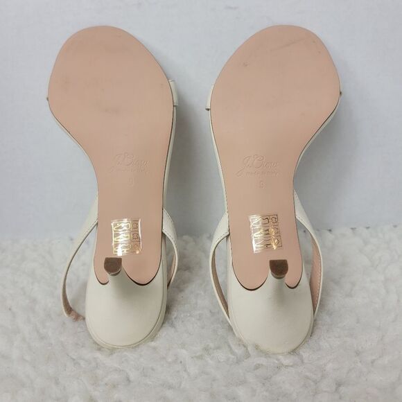 J.Crew Womens Heel Shoes Size 9 Ivory Leather Simple Slingback Open Toe Sandalsl - Picture 8 of 8